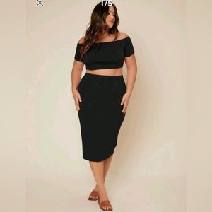 2 Piece Fashion Nova 1X Skirt Set, Black